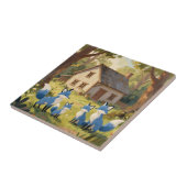 Süßes Blaues Fuchs-Familienhaus Fliese (Seite)
