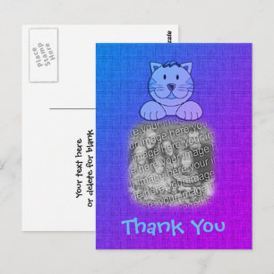 Süßes blaues Katzenfoto Danke  Postkarte