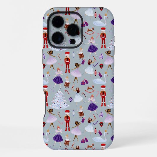 Süßes blaues Nussknacker-Weihnachtsmuster iPhone Hülle (Rückseite)