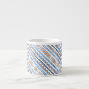 Süßes blaues oranges Azteken-Stammesmotiv-Muster Espressotasse