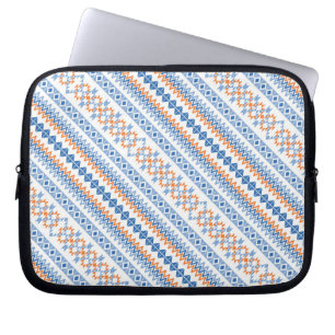Süßes blaues oranges Azteken-Stammesmotiv-Muster Laptopschutzhülle