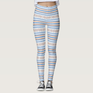 Süßes blaues oranges Azteken-Stammesmotiv-Muster Leggings