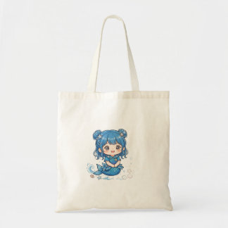 Süßes Blaues Ozean-Meerjungfrau-Mädchen-T-Shirt - Tragetasche