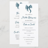 Süßes blaues Schleifen-Quinceañera-Feierprogramm (Vorne/Hinten)