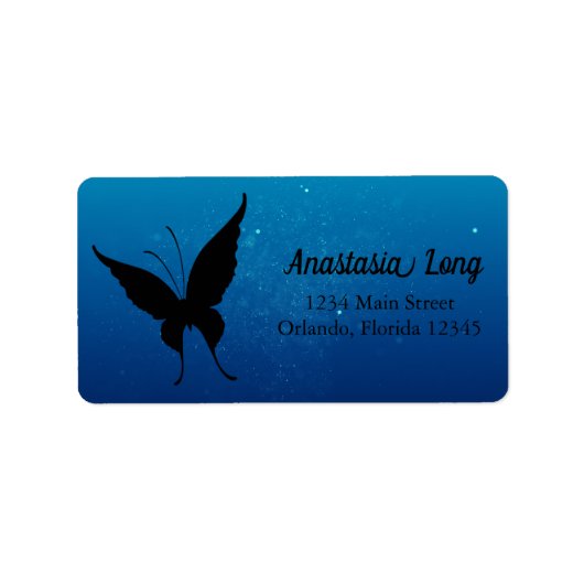 Süßes, Blaues Schmetterlingslabel Adressaufkleber (Vorne)