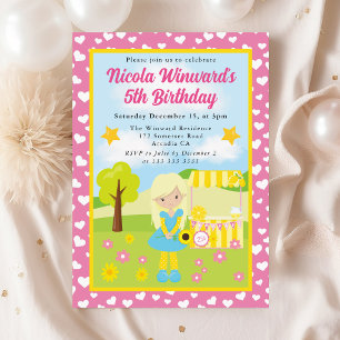 Süßes blondes Limonaden-Mädchen Kindergeburtstag Einladung