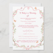 Süßes Blossom Wasserfarbe Elegante Babydusche Einladung (Vorderseite)