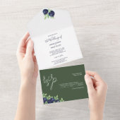 Süßes Blueberry Wasserfarbe Handgestrichen All In One Einladung (Abreißen)