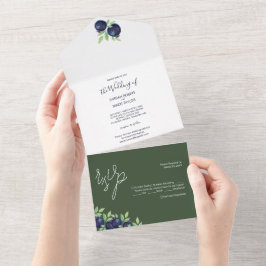 Süßes Blueberry Wasserfarbe Handgestrichen All In One Einladung