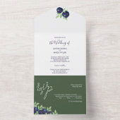 Süßes Blueberry Wasserfarbe Handgestrichen All In One Einladung (Innen Boden)