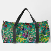 Süßes Blume Blätter Türkis-Monogramm gedruckt Duffle Bag (Rückseite)