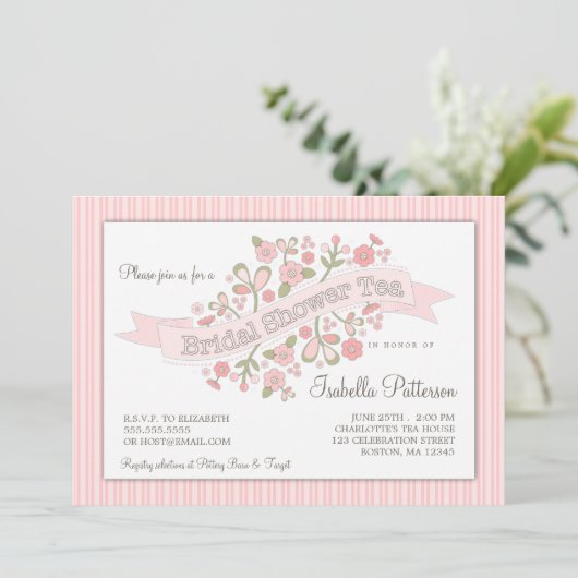 Süßes Blume Brautparty Tee Party Einladung (Stehend Vorderseite)