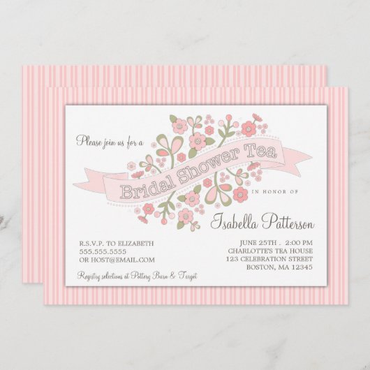 Süßes Blume Brautparty Tee Party Einladung (Vorne/Hinten)