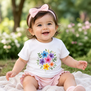 Süßes Blumen-Baby-T-Shirt-Design Farbige Blume Baby T-shirt