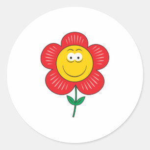 Süßes Blumen Gesicht Runder Aufkleber