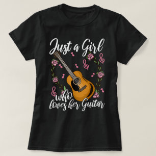 Süßes Blumen-Gitarren-Mädchen-Design T-Shirt