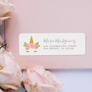Süßes Blumen-Gold-Glitter-Einhorn & Schriftname