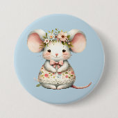 Süßes Blumen-Maus-Kleid Blumenkrone Button (Vorderseite)