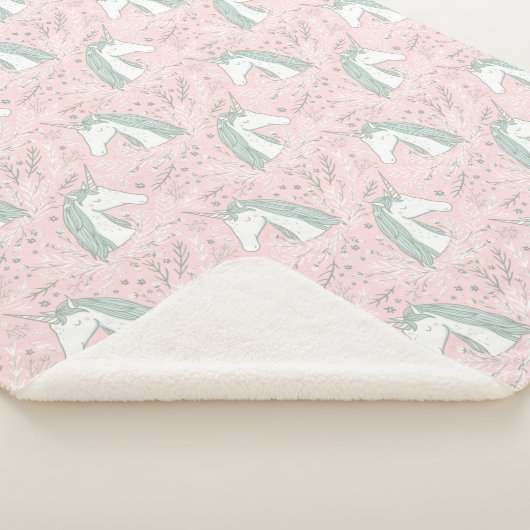 Süßes BlumenEinhorn-Muster Sherpadecke (3/4)