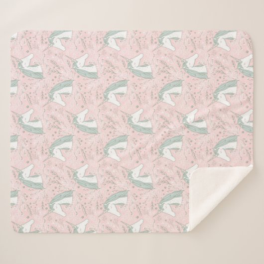 Süßes BlumenEinhorn-Muster Sherpadecke (Vorderseite (Horizontal))