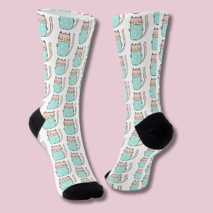 Süßes Blumenkatzenmuster Socken