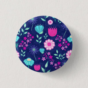 Süßes Blumenmuster Hintergrund Button