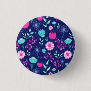 Süßes Blumenmuster Hintergrund Button