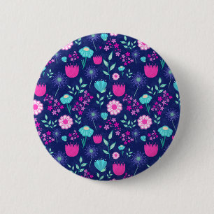 Süßes Blumenmuster Hintergrund Button