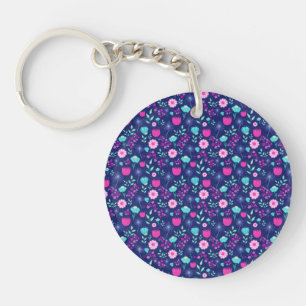 Süßes Blumenmuster Hintergrund Schlüsselanhänger