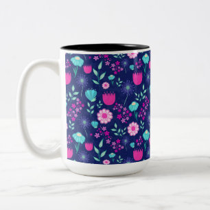 Süßes Blumenmuster Hintergrund Zweifarbige Tasse