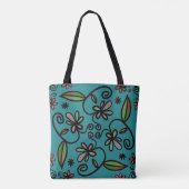 Süßes Blumenmuster Teal Tasche (Rückseite)