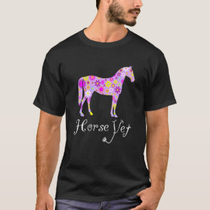 Süßes Blumenpferd-Tierarzt-Geschenk für Frauen Equ T-Shirt