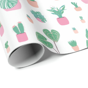 Süßes Blumentopf-Muster Geburtstags-Geschenkpapier Geschenkpapier