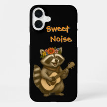Süßes Blumenwaschbär-Gitarren-Design für Musiklieb