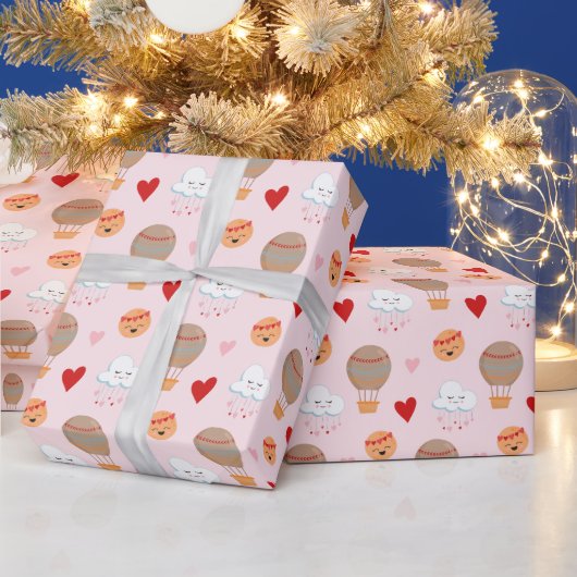 Süßes Boho-Muster auf Rosa Geschenkpapier (Feiertage)