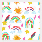 Süßes Boho-Regenbogen-Sonne-Stern-Muster für Kinde Tapete (Vorderseite)