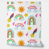 Süßes Boho-Regenbogen-Sonne-Stern-Muster für Kinde Tapete (Abrollen)