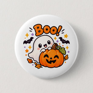 Süßes Boo-Geist-Kürbis-Halloween-Button Button