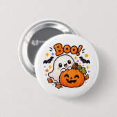 Süßes Boo-Geist-Kürbis-Halloween-Button Button (Vorne & Hinten)