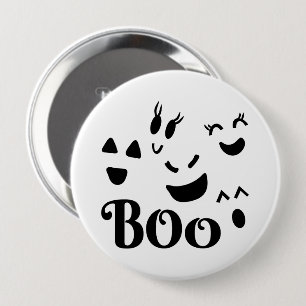 Süßes BOO Schwarz-Weiß-Halloween-Gespenst Button