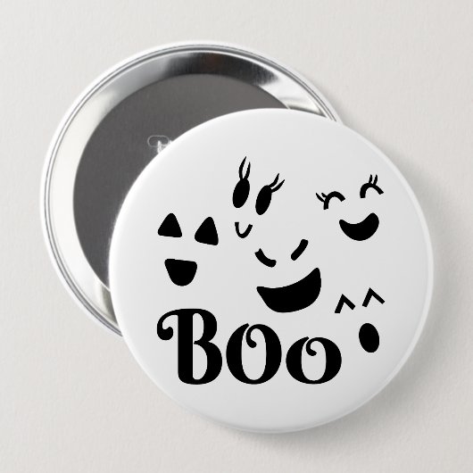 Süßes BOO Schwarz-Weiß-Halloween-Gespenst Button (Vorne & Hinten)