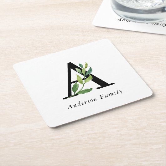 Süßes Botanisches Monogramm Rechteckiger Pappuntersetzer (angewinkelt)