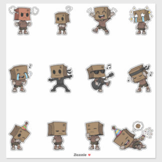 Süßes Box-Head-Charakter-Sticker-Pack Emojis Aufkleber