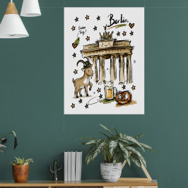 Süßes Brandenburger Tor Berlin Doodle Art Poster