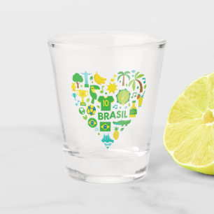 Süßes Brasilien-Herz – Souvenir, Weihnachtsgeschen Schnapsglas
