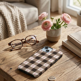 Süßes braunes Gingham-Karo-Herzen-Muster iPhone Case-Mate iPhone Hülle