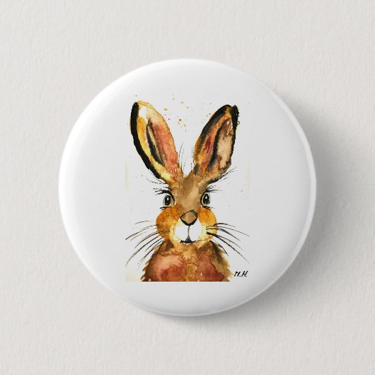 Süßes braunes Kaninchen Button (Vorderseite)