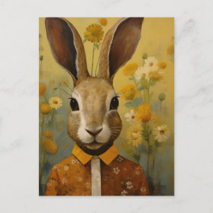 Süßes braunes Kaninchen in einem floralen Hemd Postkarte