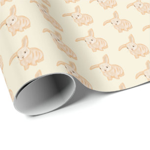 Süßes braunes Kaninchen - transparent auf Beige.  Geschenkpapier