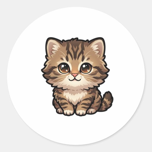 Süßes braunes Tabby-Kätzchen Classic Sticker (Vorderseite)